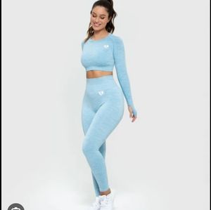 Womens Best move blue marl workout set size S